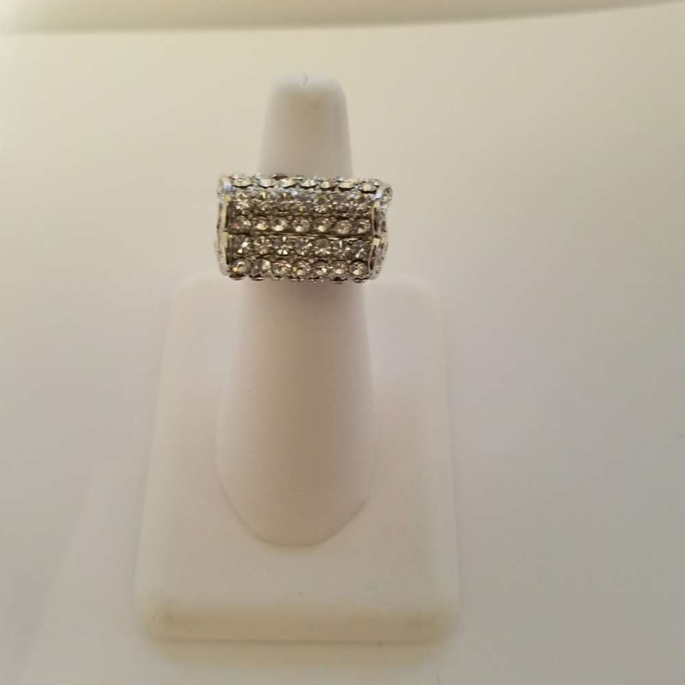 Beautiful silver ring,pave crystal stones